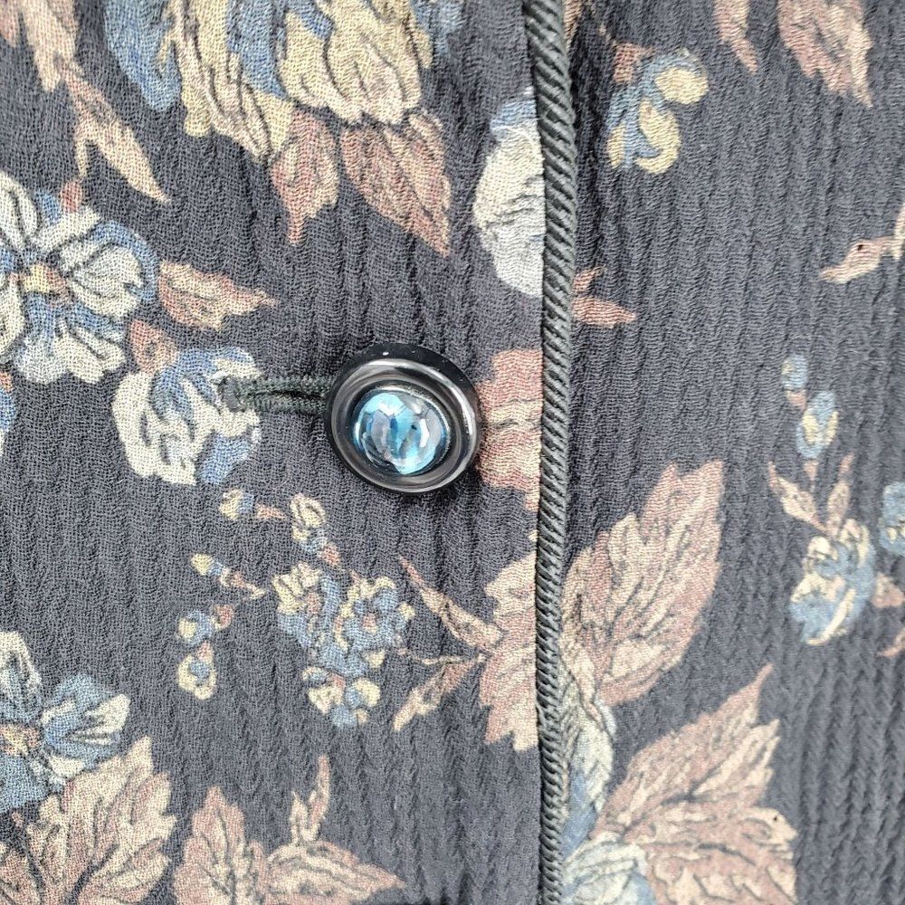 Vintage Adele Simpson Womens Jacket Wool Button Front Floral Black XL Read - Picture 3 of 9